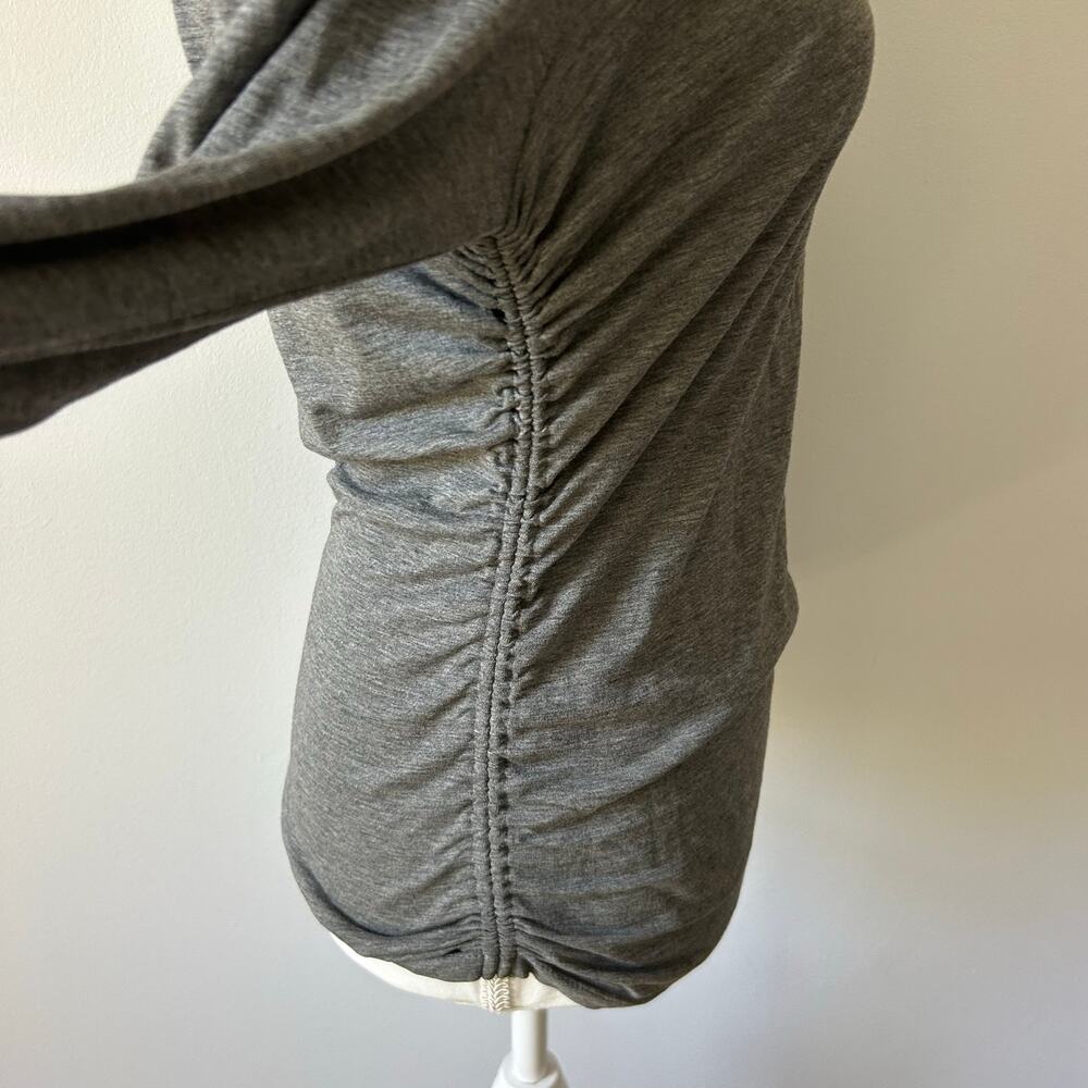 Theory Dark Gray Cotton Longsleeve Cinched Side Closet Staple Small - Picture 2 of 5
